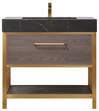 Segovia Bath Vanity with Sintered Stone Top, Suleiman Oak, 36", No Mirror