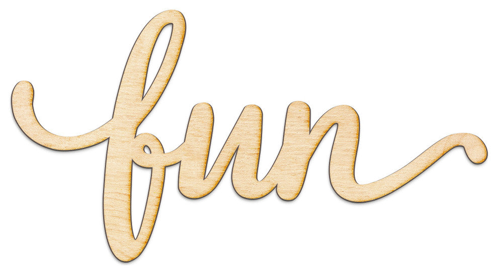 Fun Script Wood Word Wall Art Sign Unfinished, 12"x6"
