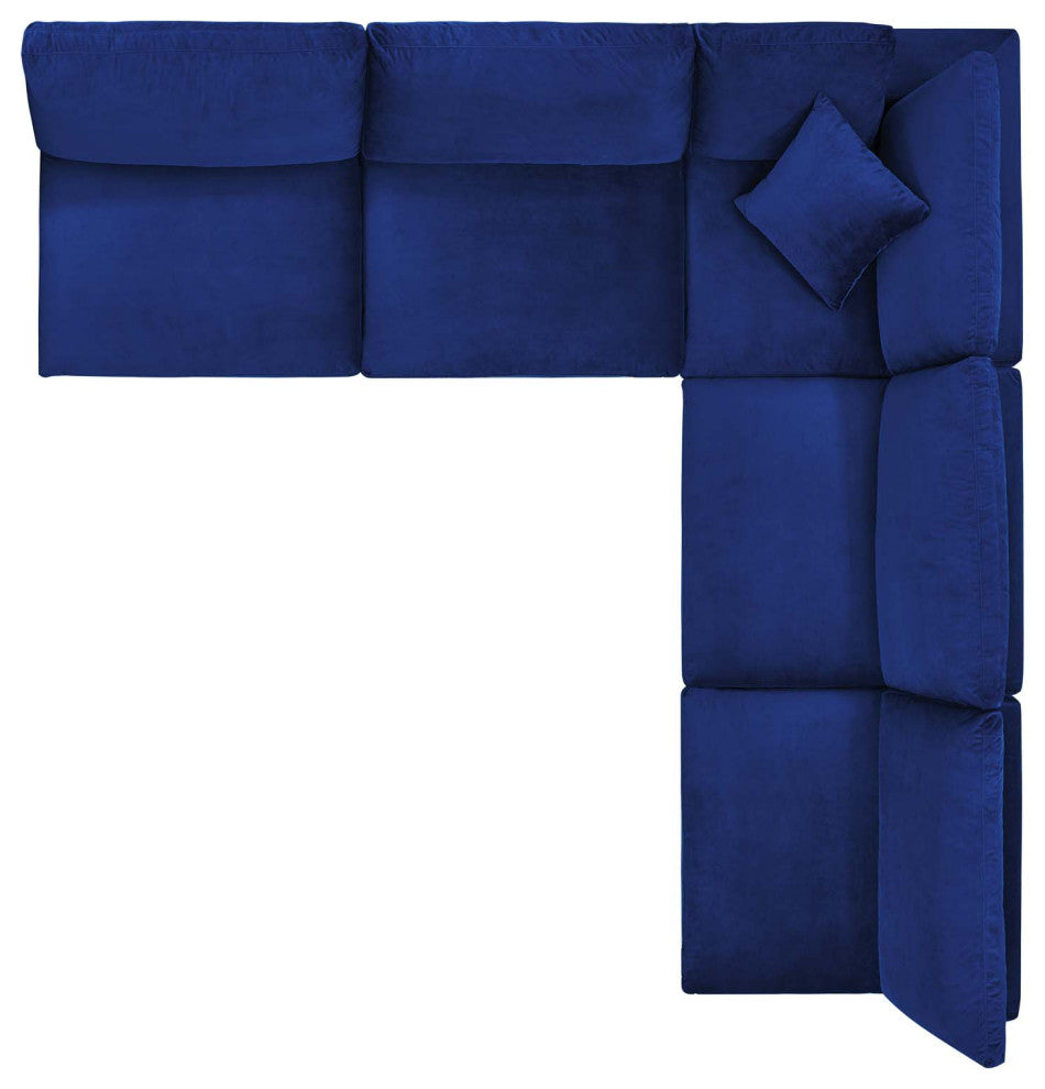 Sectional Sofa Set, Velvet, Blue Navy, Modern, Living Lounge Hotel Hospitality