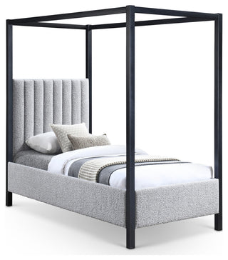 Kelly Boucle Fabric Upholstered Bed, Gray, Twin