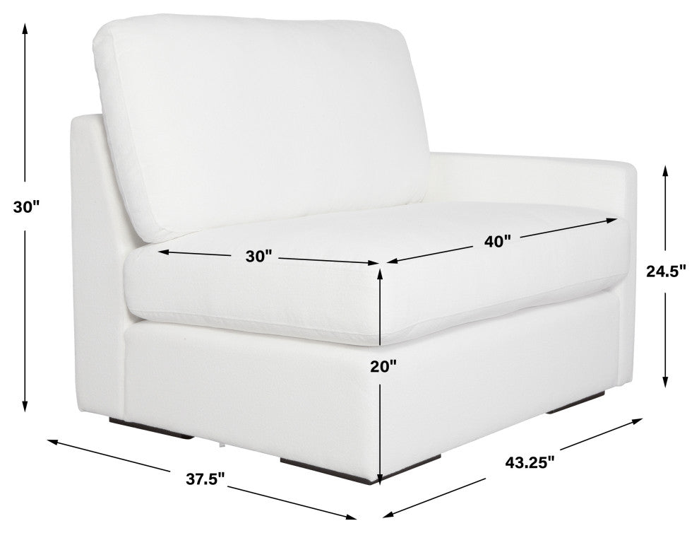 Uttermost Refuge Arctic White Right Arm Facing Sofa