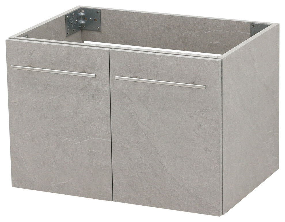 30" Wall Mount Vanity, White Stone Countertop, Light Slate Grey