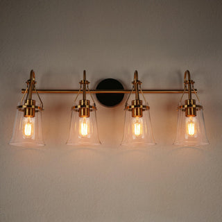 LNC Polished Gold Modern Seeded-Glass Wall Sconce, 4 Lights