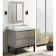 37" Single Vanity, Linen Brown Finish With Gray Granite Top And Round Sink