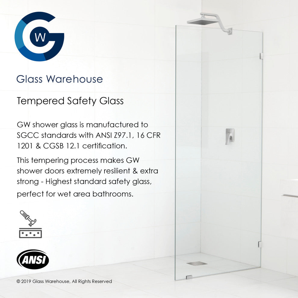 78"x43"x32" Frameless 90 Degree Shower Enclosure Wall Hinge, Matte Black