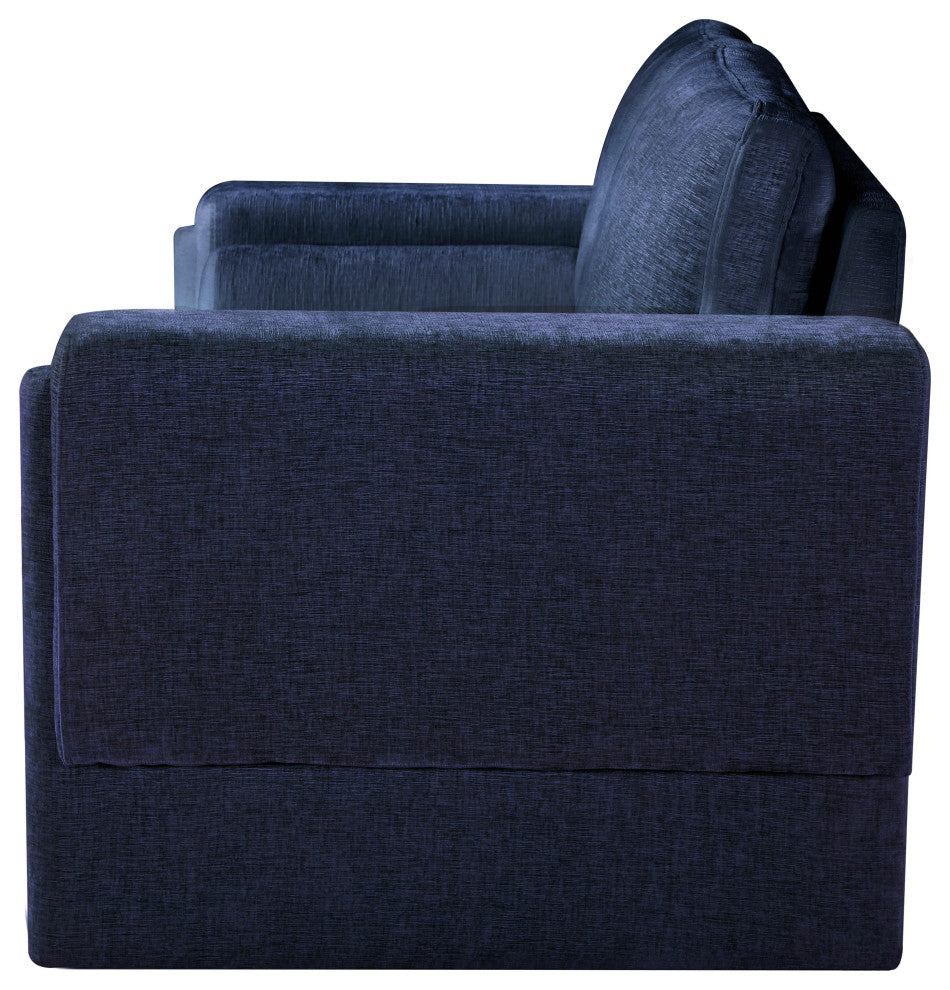 Madeline Chenille Fabric Upholstered Chair, Navy, Loveseat