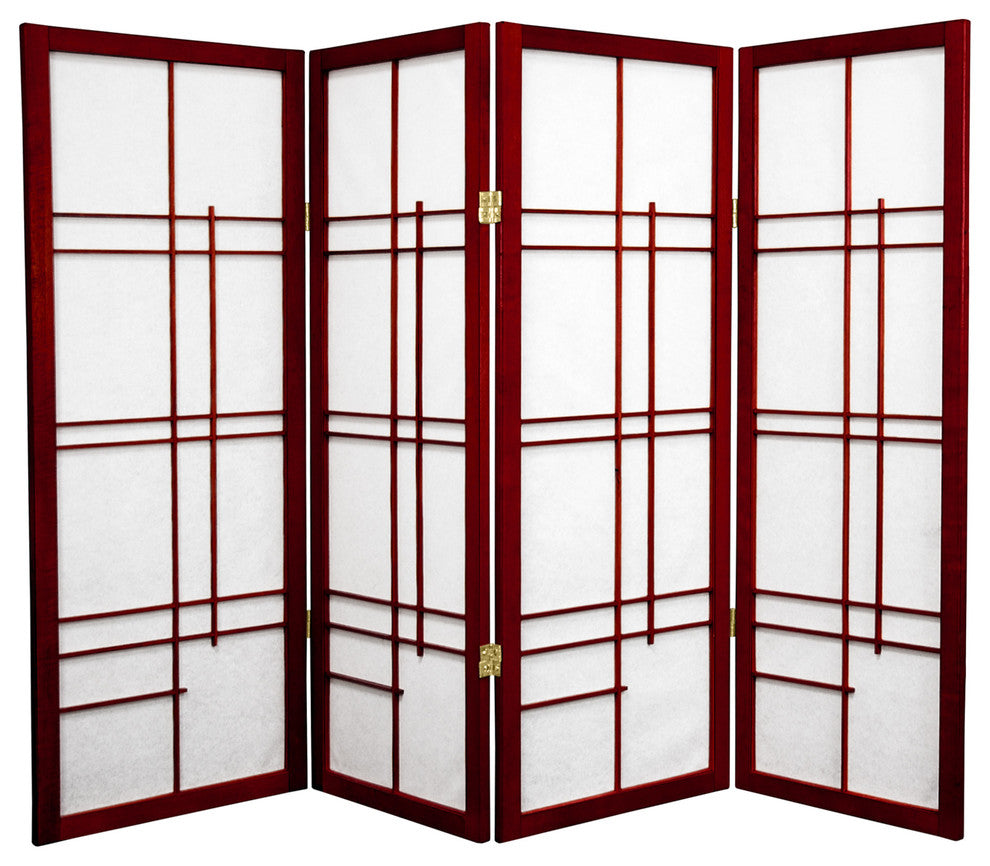 4' Tall Eudes Shoji Screen, Rosewood, 4 Panels