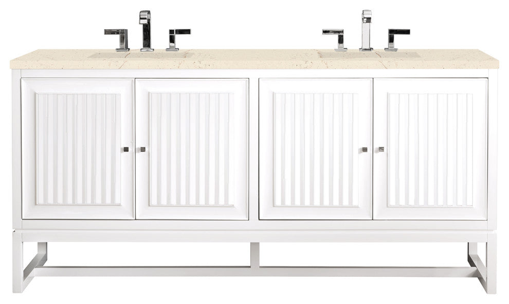 Athens 72" Double Vanity, Glossy White, Eternal Marfil Top