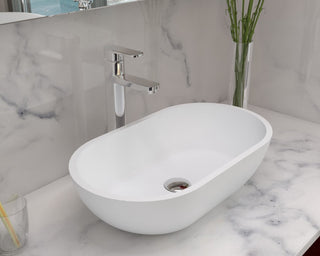 ADM Oval Countertop Vessel Sink, White, 22", Matte White