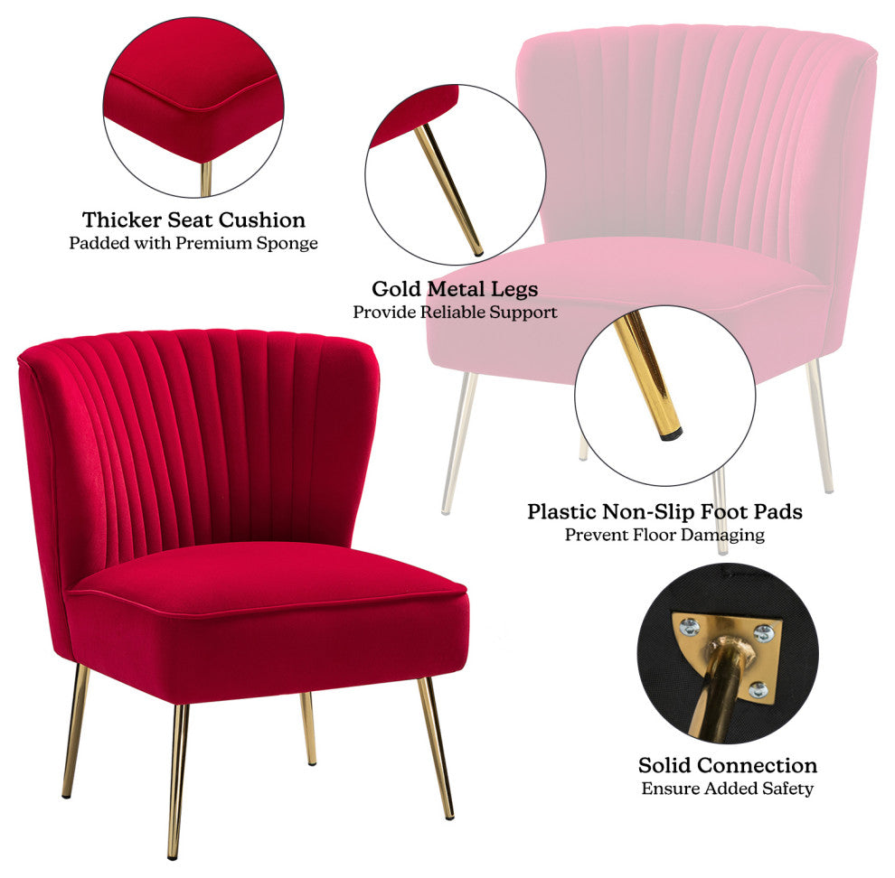 Velvet Accent Dining Chair, Red