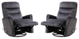 Home Square 34.5" Fabric Swivel Glider Recliner in Capri Charcoal - Set of 2