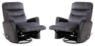 Home Square 34.5" Fabric Swivel Glider Recliner in Capri Charcoal - Set of 2