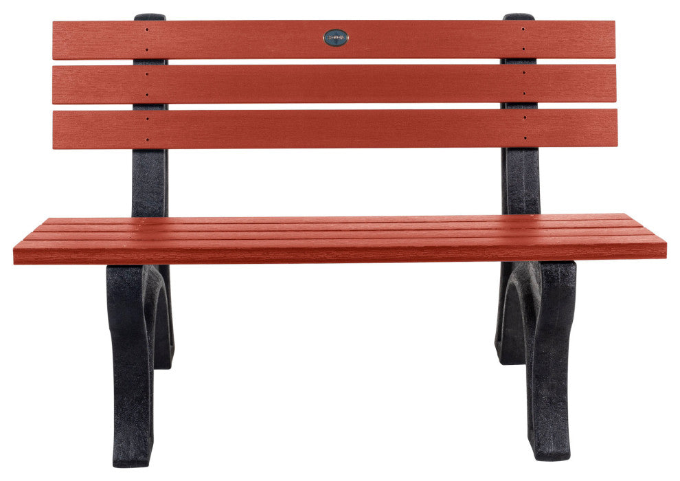 Aurora Traditional 4' Park Bench, Weathered Acorn, Rustic Red