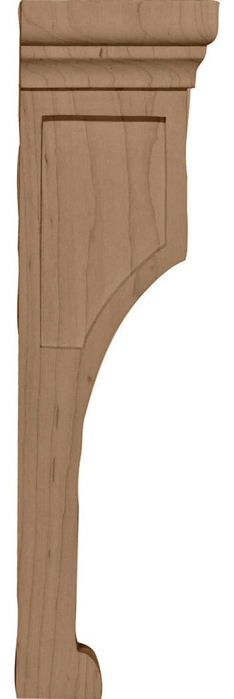 4"W x 4"D x 14"H Recessed Groove Corbel, Rubberwood
