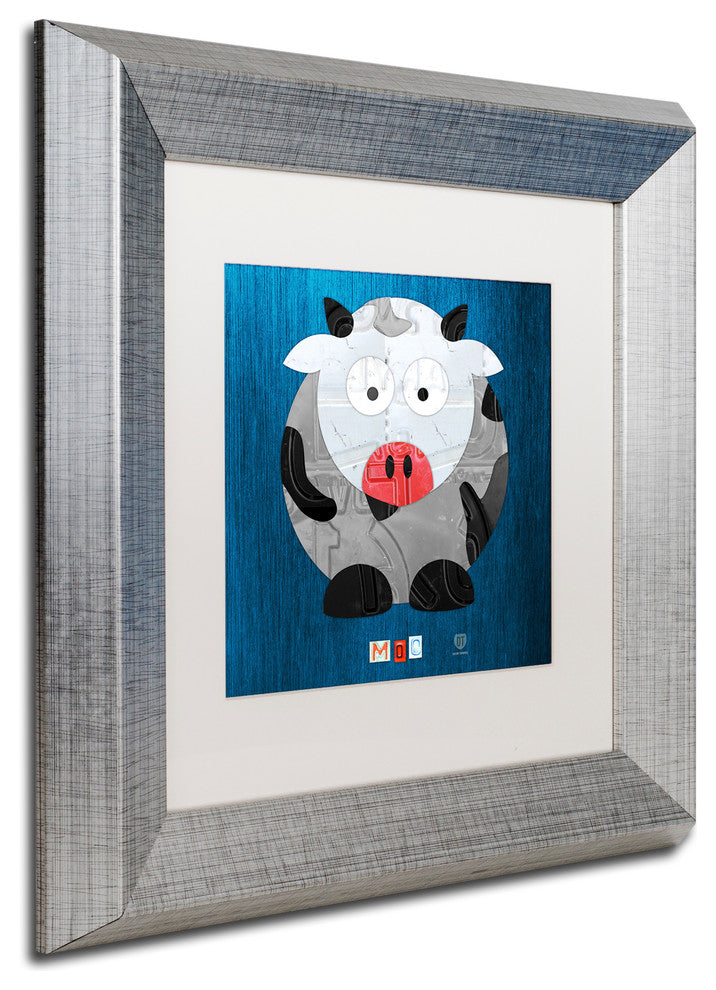 "Moo The Cow" Silver Framed Canvas Art by Design Turnpike