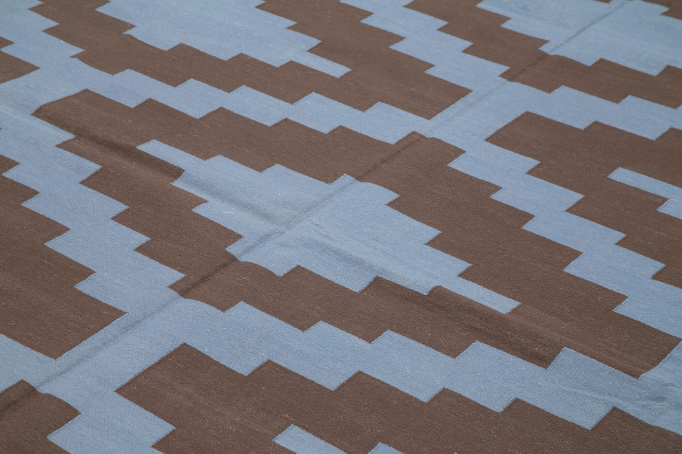 Rug N Carpet - Handmade Wool 9' 1'' x 11' 11'' Flatweave Dhurrie Kilim Rug