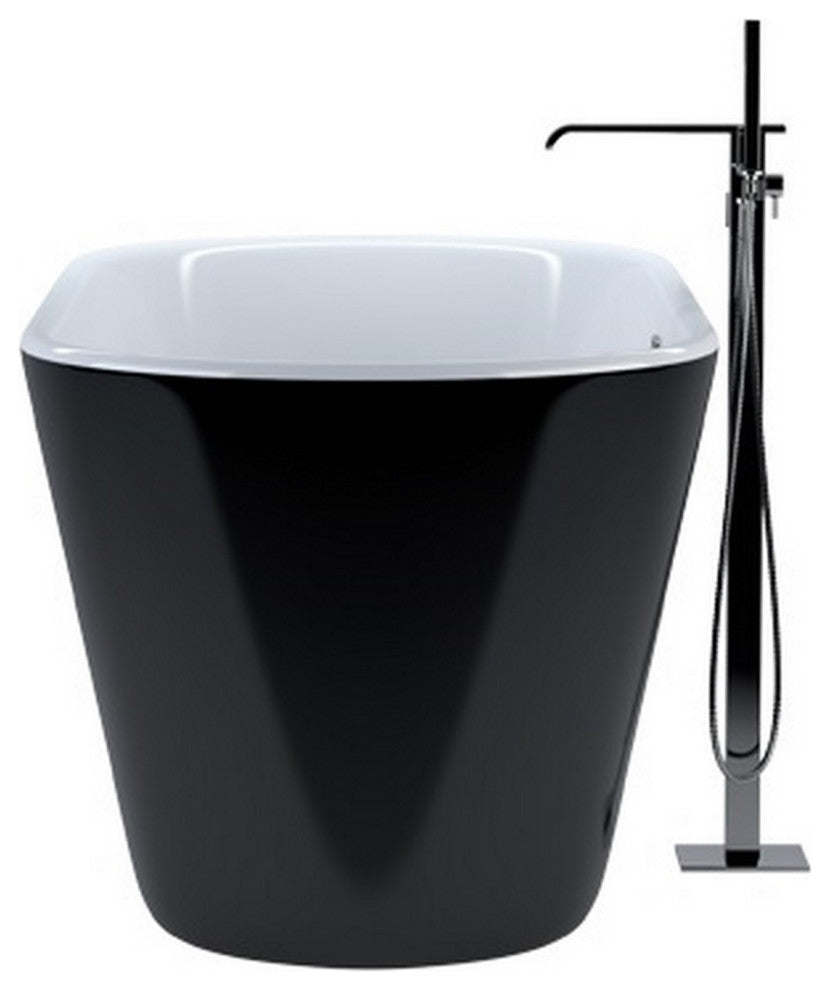 Kube Ovale 59'' White Free Standing Bathtub, Black