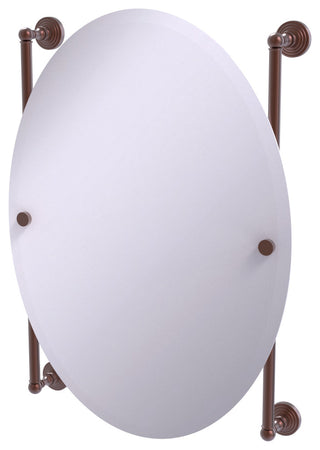 Waverly Place Oval Frameless Rail Mounted Mirror, Antique Copper