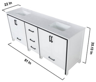 Ziva White 80" Double Vanity, Cultured Marble Top, 30" Mirrors