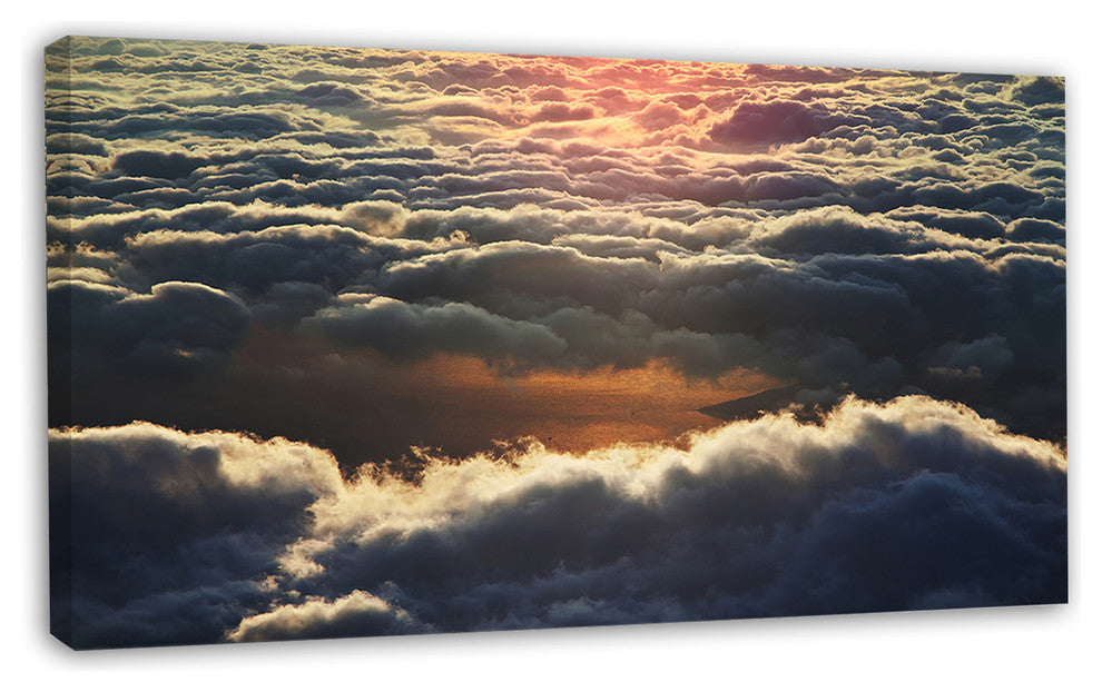 Heavy Dark Clouds At Sunset, Floral Canvas Art Print, 32"x16"