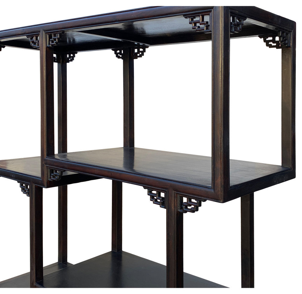 Chinese Brown Stain Treasure Display Curio Cabinet Room Divider Hcs7161