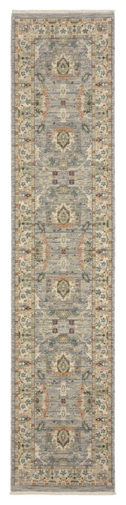 Leoness Oriental Indoor Area Rug, Grey, 2'6" X 12'