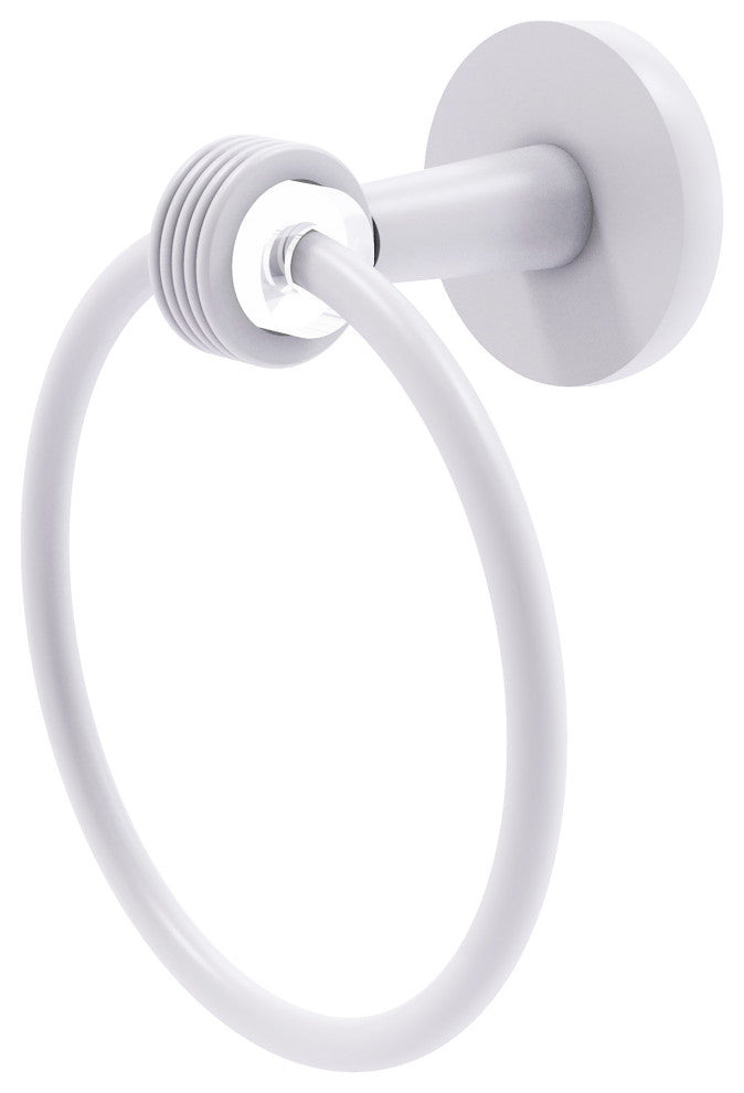Clearview Towel Ring with Groovy Accents, Matte White
