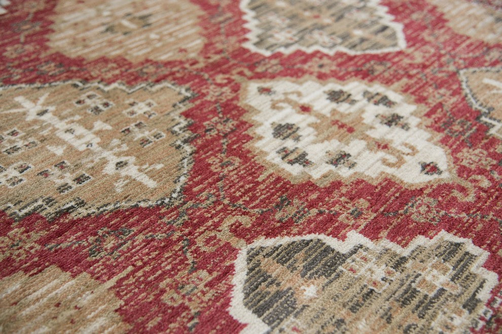 Rizzy Home Gossamer GS6784 Red Motif Area Rug, Rectangular 5'x8'