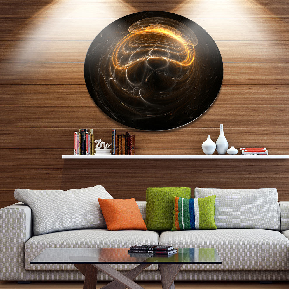 Beautiful Fractal Sphere Pattern, Flower Large Disc Metal Wall Art, 23"