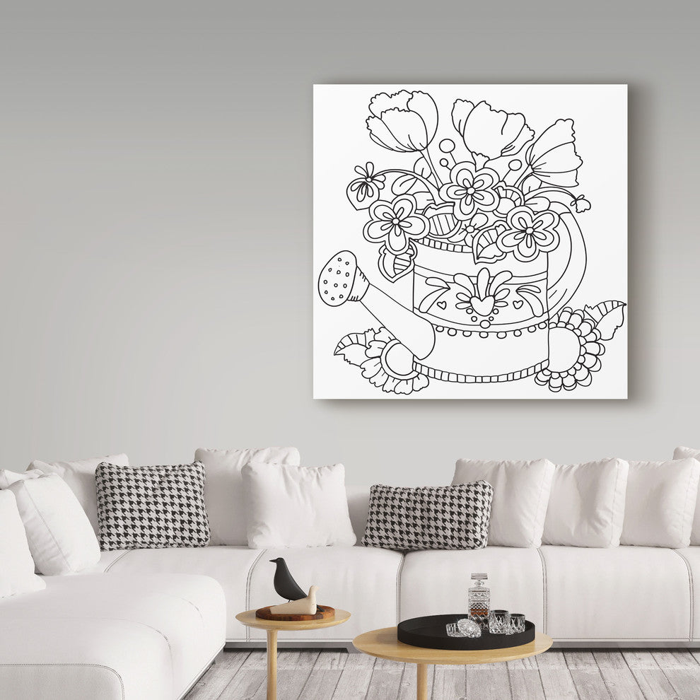 Valarie Wade 'Watering Can Line Art' Canvas Art, 35"x35"