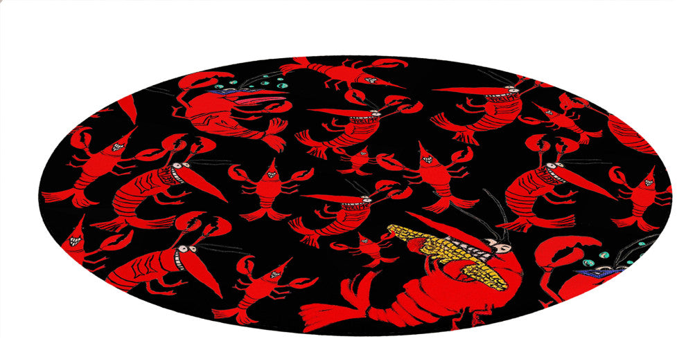 Sea life round chenille area rugs from my art. Approximately 60", Crawfish Party