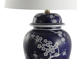 Gracie 29.5" Ginger Jar Ceramic, Metal LED Table Lamp, White, Navy
