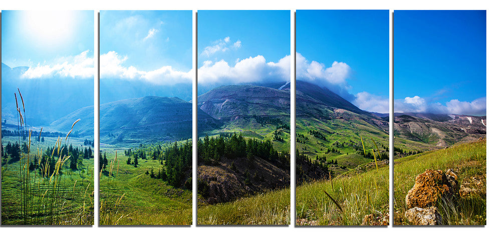 Mountain Landscape Panorama, Landscape Canvas Art Print, 60"x28", 5 Panels