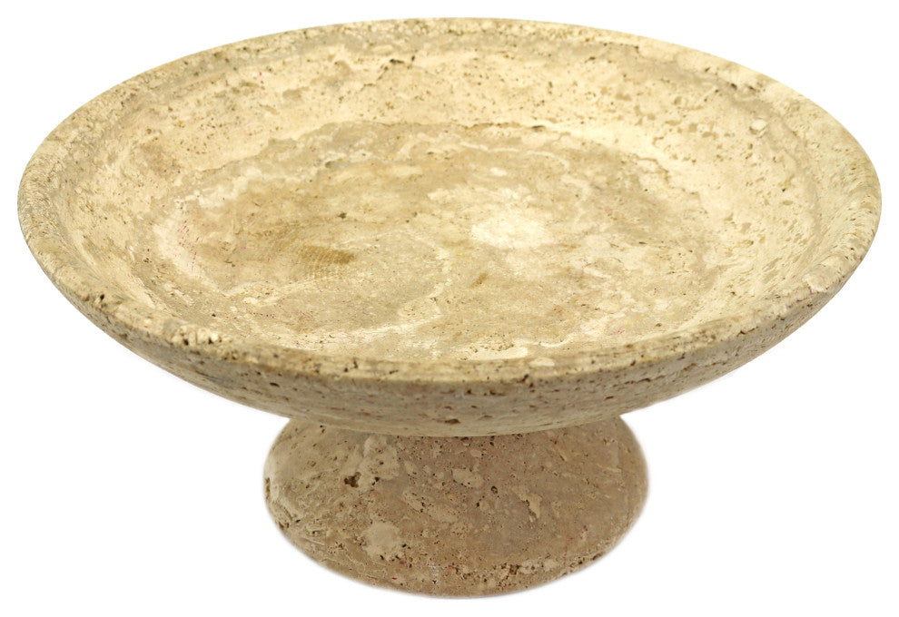Travertine Marble Footed Centerpiece Bowl, 18"x9.25"