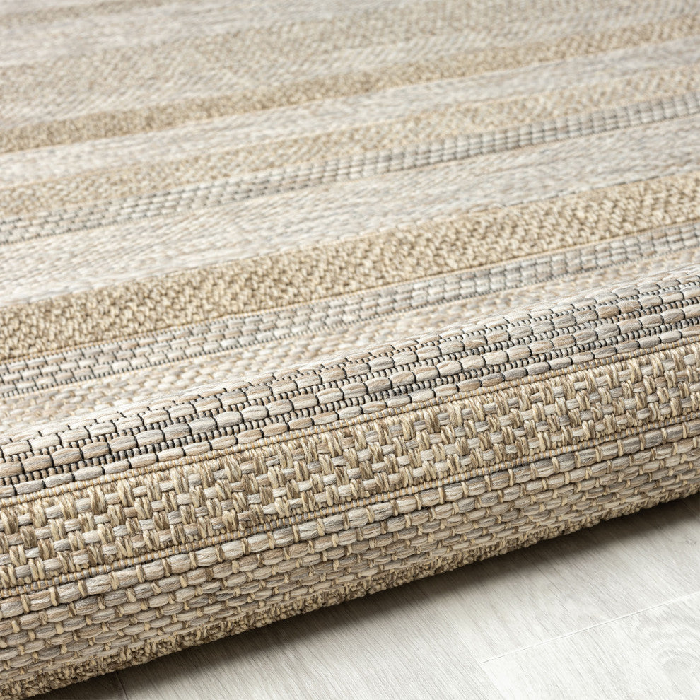 Paolo Modern Striped Brown Indoor Outdoor Area Rug, 5'' x 7''