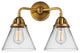 Large Cone Bath Vanity Light, Brushed Brass, Clear, Clear