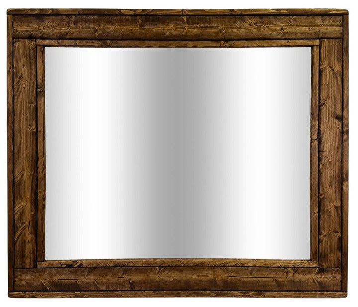 Herringbone Stained Vanity Mirror, Jacobean, 36"x30", Horizontal