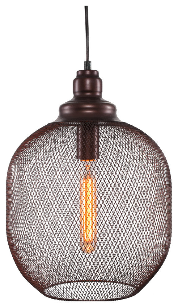 15'' Plexus Pendant, Amber Antique Bulb, Bronze