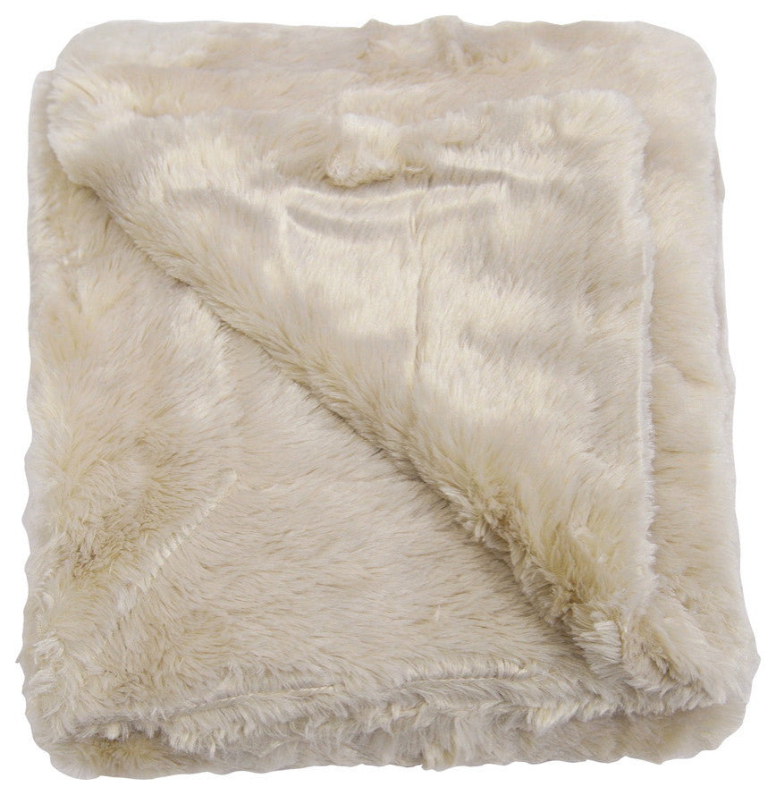 Double Sided Over-Sized Faux Fur Throw Blanket, Oatmeal, 70''''x80''''