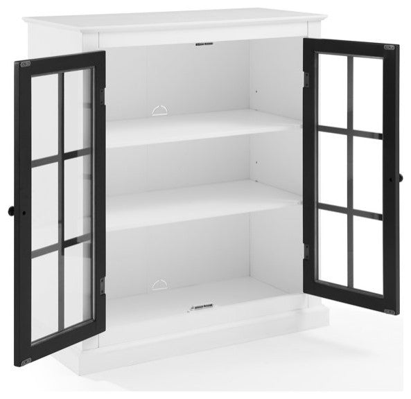 Pantry Cabinet, Adjustable Shelves With Round Handles, White/Matte Black