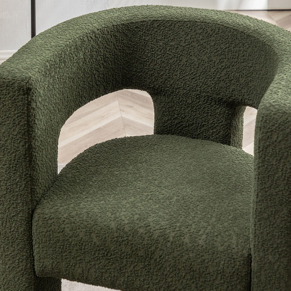 28" Wide Boucle Upholstered Square Armchair, Green