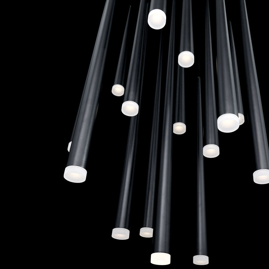 Cascade LED 15-Light Etched Glass Round Chandelier 3500K, Black