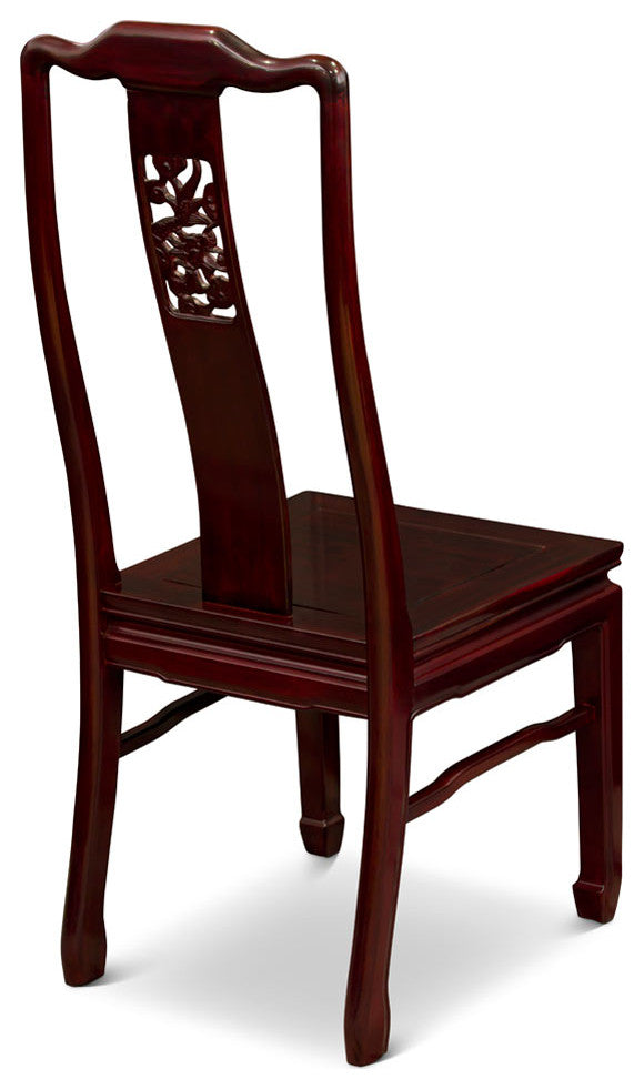 Dark Cherry Rosewood Dragon Motif Chinese Round Dining Set with 10 Chairs