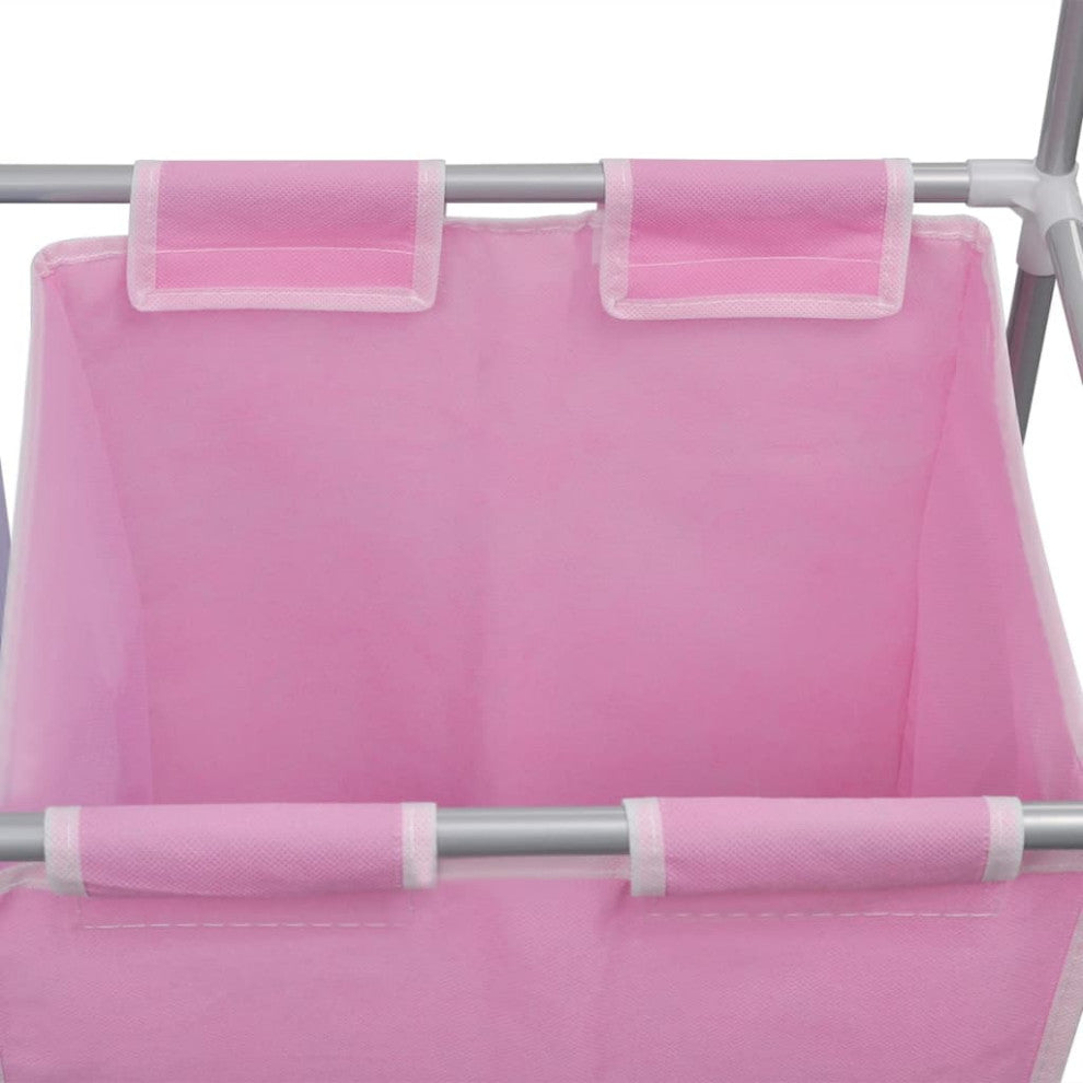 vidaXL 2x 2-Section Laundry Sorter Hampers with a Top Shelf for Drying Basket