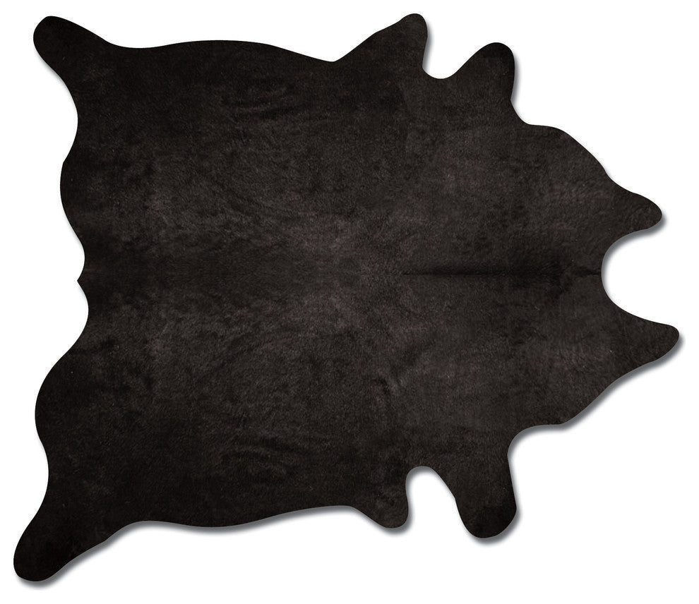 Natural Geneva Cowhide Rug, 6'x7', Black