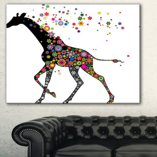 "Cheerful Giraffe Running" Animal Digital Canvas Print, 40"x30"