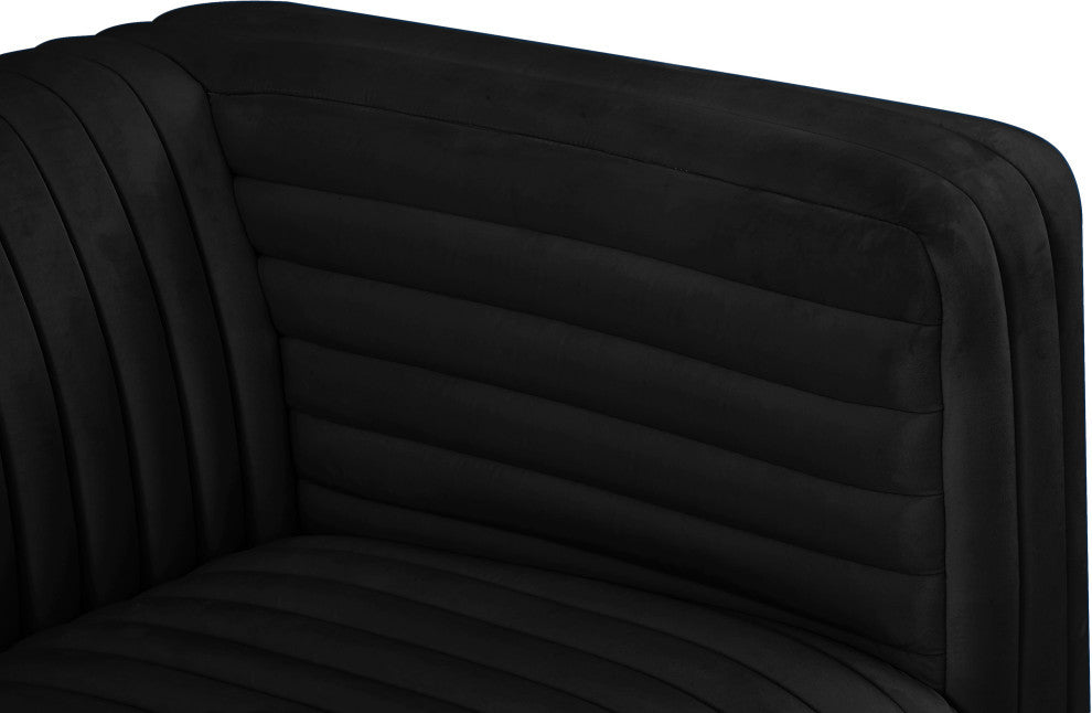 Ravish Velvet Upholstered Chair, Black, Loveseat