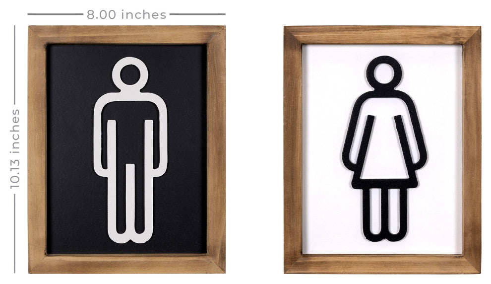 Set of Two His and Hers Bathroom Wall Art