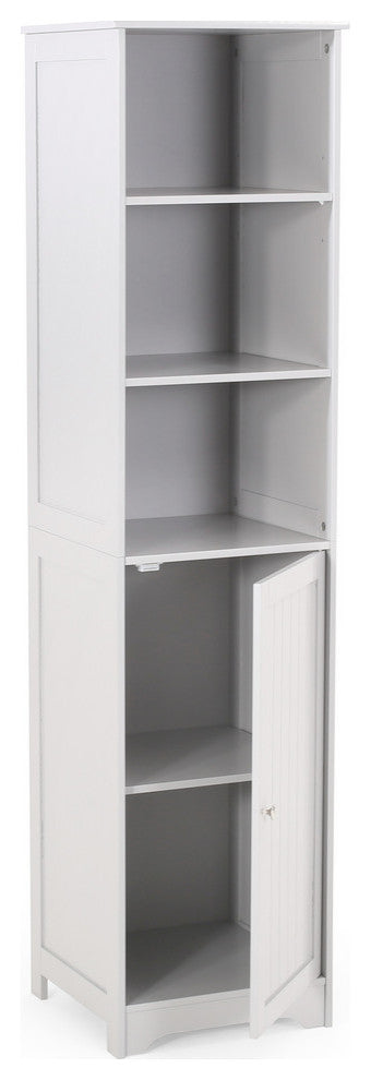 Lauren Modern Free Standing Bathroom Linen Tower Storage Cabinet, Light Gray