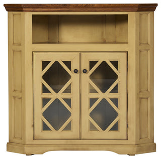 42" Shelter Bay Corner Credenza, Soft White, Caribbean Rum